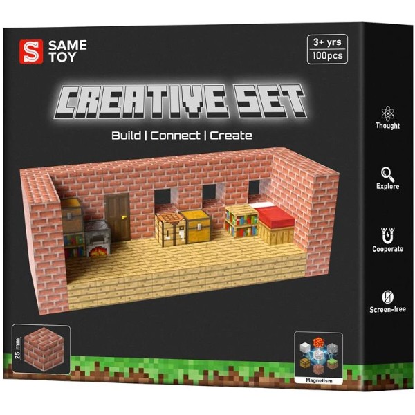 Фото - Магнітний конструктор Same Toy Creative Set Brick House 100 ел. (MCRAFT-1110-SM) Фото - Магнітний конструктор Same Toy Creative Set Brick House 100 ел. (MCRAFT-1110-SM)